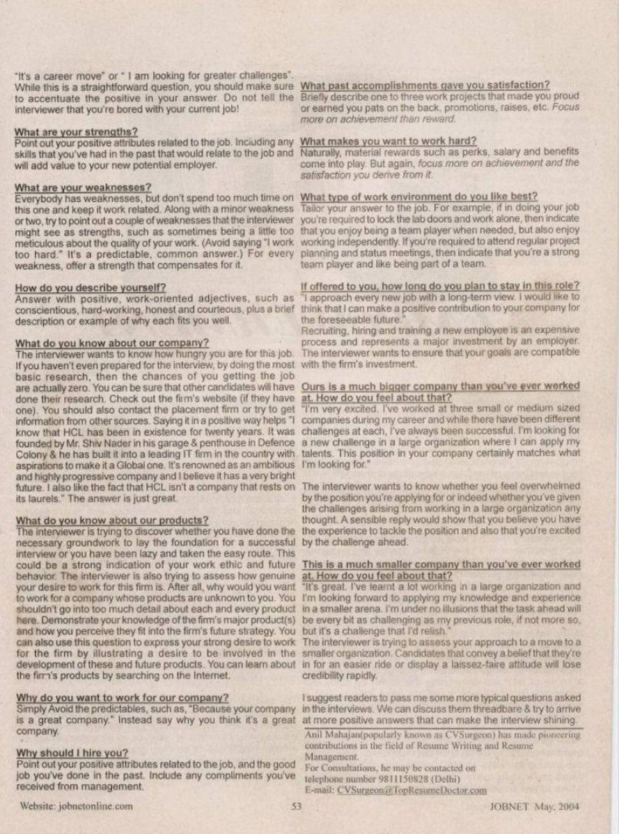 Feel Good Factor – Is Your Interview Shining? JOBNET April 2004 — Page 2