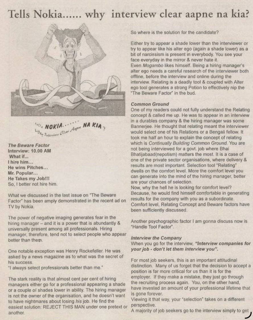 Tells Nokia… Why Interview Clear Aapne Na Kia? — JOBNET March 2004, Page 1
