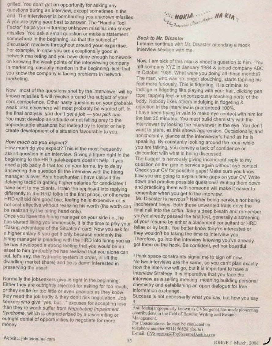 Tells Nokia… Why Interview Clear Aapne Na Kia? — JOBNET March 2004, Page 2