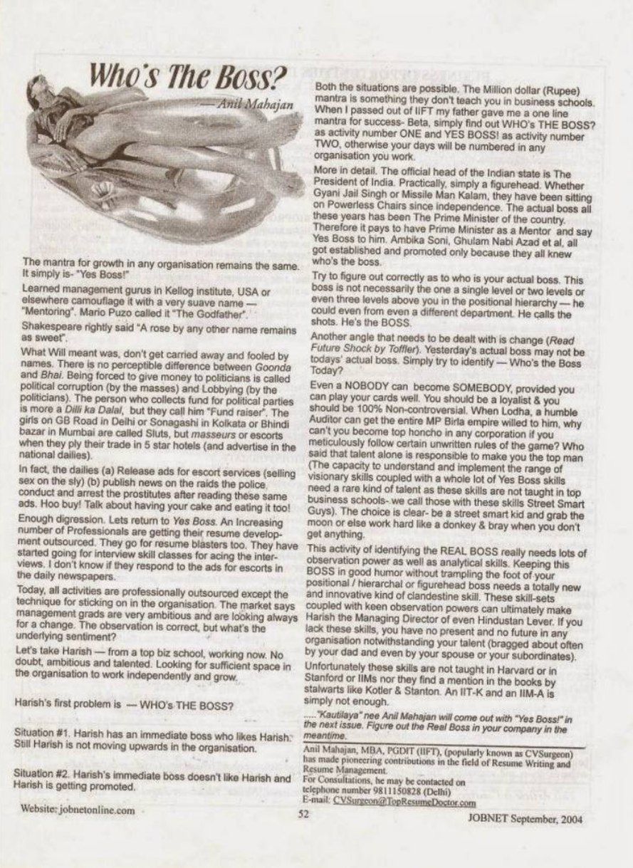 Who's The Boss? JOBNET September 2004