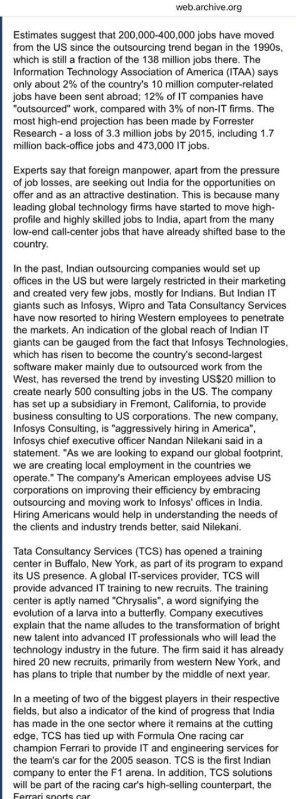 Asia Times — Reverse Swing in Outsourcing, page 2, February 2005