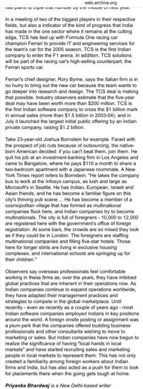 Asia Times — Reverse Swing in Outsourcing, page 3, February 2005