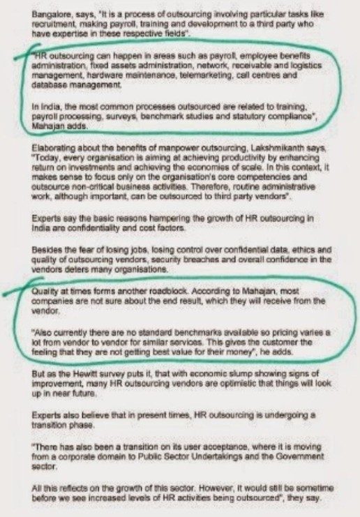 Express India — HR Outsourcing is the New Buzzword in India, page 1, May 2004