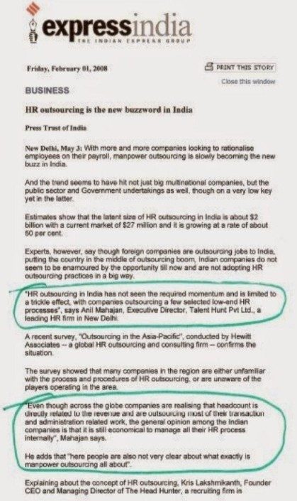 Express India — HR Outsourcing is the New Buzzword in India, page 2, May 2004